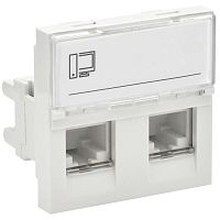 Изображение Розетка компьютерная 2мод. 2вх. PRIMER RJ45 кат.5E РКИ-22-00-П-5 бел. IEK PR-KK40D-RI-0-2-2C5EU-K01 