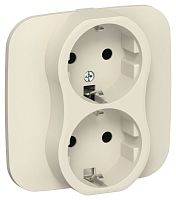 Изображение Розетка 2-м СП FLITE РС12-1-А-ФлСл 16А с заземл. без защ. шторок безвинтовое крепление в сборе механизм сливочный IEK FI-R21A-16-1-K86 