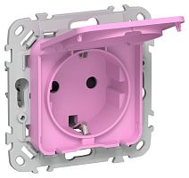 Изображение Розетка СП FLITE РСшкр11-0-44-ФлПр 16А IP44 с заземл. с защ. шторками и крышкой механизм пурпур. IEK FI-R16-16-44-K99 