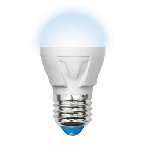 Изображение Лампа светодиодная LED-G45 7W/NW/E27/FR PLP01WH форма "шар" мат. серия "ЯРКАЯ" бел. 4000К упак. картон Uniel UL-00002418 