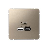 Изображение Розетка USB ArtGallery тип A+C 45Вт QC PD высокоскор. ЗУ механизм шампань SE GAL000529 