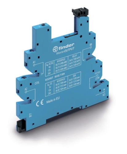 Изображение Розетка MasterOUTPUT с винт. клеммами (с зажимной клетью) для реле 34 серии 24В DC в комплекте пластик. клипса опции: LED FINDER 93627024 