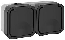 Изображение Розетка 2-м ОП TORS 16А IP55 TS122 горизонт. с заземл. с крышкой графит IEK TS-R26-16-55-G-K53 