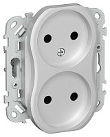 Изображение Розетка 2-м СП FLITE РС02-1-ФлА 10А без заземл. без защ. шторок безвинтовое крепление механизм алюм. IEK FI-R20-10-1-K47 