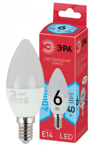 Изображение Лампа светодиодная smd B35-6w-840-E14_eco ЭРА Б0020619 