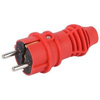 Изображение Вилка прямая VX13-R-IP44 16А IP44 с заземл. каучук красн. Эра Б0069322 