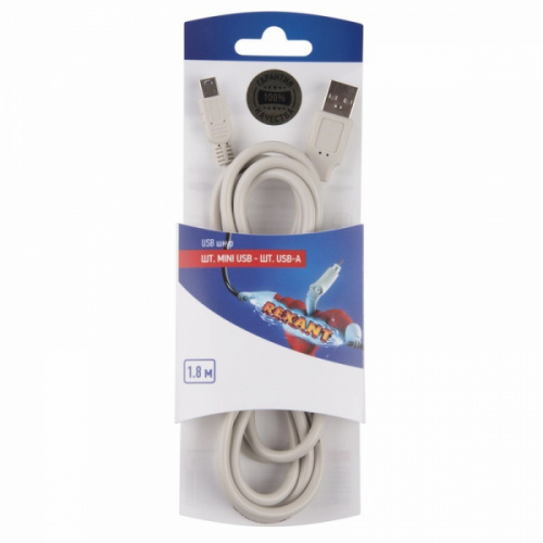 Изображение Шнур штекер mini USB - штекер USB-A 1.8м блист. Rexant 06-3156 
