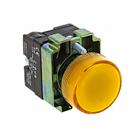 Изображение Лампа индикаторная в сборе 1 источник света желтая круглая линза, плоская 230В AC d22мм E10 IP54 EKF  упак.:20  xb2-bv65 