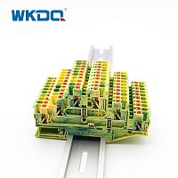 Изображение Клемма 6-проводная проходная 1,5мм2 на DIN рейку трехуровневая JPT 1.5/S-3L- PE Push-in желто-зеленая 500V/22A  3213739WE WONKE ELECTRIC 