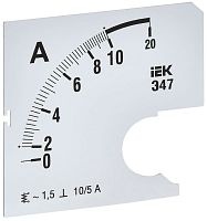 Изображение Шкала сменная для амперметра Э47 10/5А-1.5 72х72мм IEK IPA10D-SC-0010 