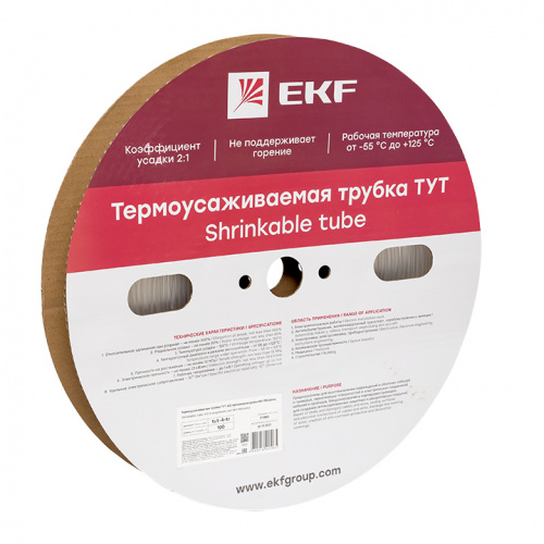 Изображение Трубка термоусадочная ТУТ 4/2 прозр. (уп.100м) PROxima EKF tut-4-tr 