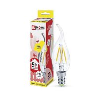 Изображение Лампа светодиодная LED-свеча на ветру-deco 5Вт 230В E14 3000К 450Лм прозрачная IN HOME 4690612007625 