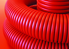 Изображение Труба гибкая двустенная для кабельной канализации д.75мм, цвет красный, в бухте 72м., с протяжкой  упак.:72  12197572 
