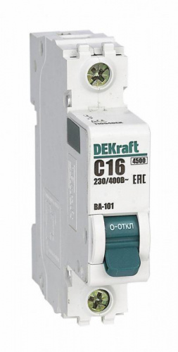 Изображение Автомат  DEKraft ВА-101  1Р  16А  тип D  4,5кА  на DIN-рейку  11102DEK 