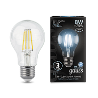 Изображение Лампа светодиодная LED 8вт,230в,Е27,FILAMENT,белый Gauss  102802208 (упак.10 шт.) 