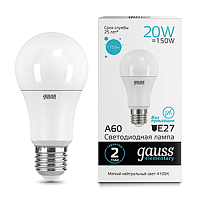 Изображение Лампа светодиодная LED 20вт 230в А60 Е27 белый    Elementary Gauss  23229 (упак.10 шт.) 