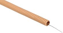 Изображение Труба гофрированная ПВХ d25мм с протяжкой сосна (уп.25м) ELASTA IEK ET-TG21-121-025-025-K34 