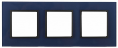 Изображение ЭРА 14-5103-29 Рамка на 3 поста, стекло, Elegance, синий+антр Б0034519 