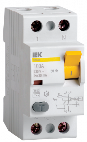 Изображение УЗО IEK 2P 16А 30мА ВД1-63 АС  MDV10-2-016-030 