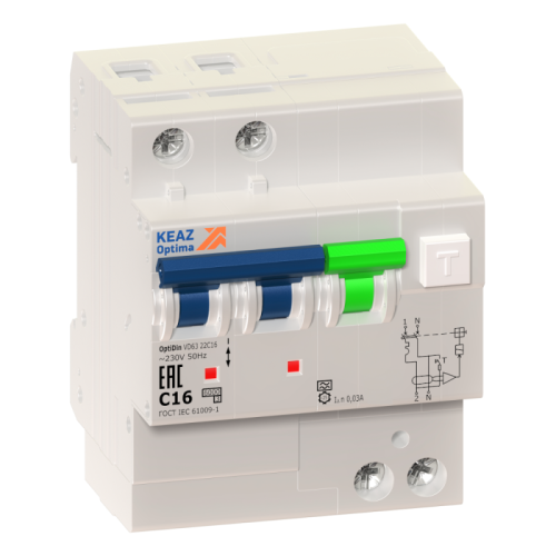 Изображение Выключатель автоматический дифференциального тока 2п C 32А 100мА тип A 6кА OptiDin VD63 УХЛ4 КЭАЗ 103495 