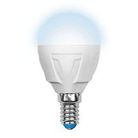 Изображение Лампа светодиодная LED-G45-7W/NW/E14/FR PLP01WH форма "шар" мат. Palazzo бел. упак. картон Uniel UL-00000771 