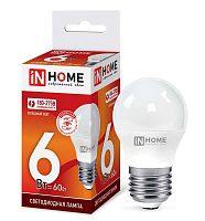 Изображение Лампа светодиодная LED-ШАР-VC 6Вт 230В E27 6500К 540лм IN HOME 4690612030654 