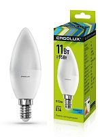 Изображение Лампа светодиодная LED-C35-11W-E14-4K Свеча 11Вт E14 4500К 172-265В Ergolux 13619 