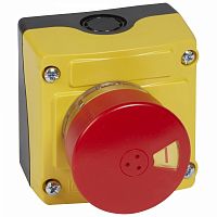 Изображение Пост кнопочный в сборе 1 кноп. аварийного откл. EN418 с визуал 54мм+НЗ желт. Osmoz Leg 024218 