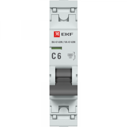 Изображение Выключатель автоматический модульный 1п C 6А 6кА ВА 47-63N PROxima EKF M636106C 