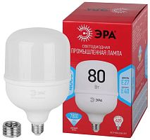 Изображение Лампа светодиодная высокомощная RED LINE LED POWER T140-80W-4000-E27/E40 R 80Вт Т140 колокол 4000К нейтр. бел. E27/E40 (переходник в компл.) 7800 лм Эра Б0063865 