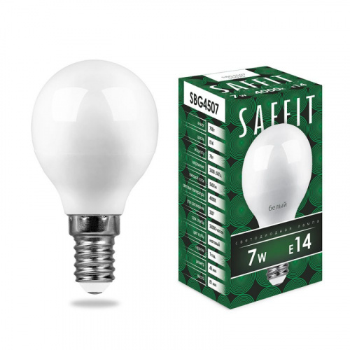 Изображение Лампа светодиодная LED 7вт Е14 белый матовый шар 55035 