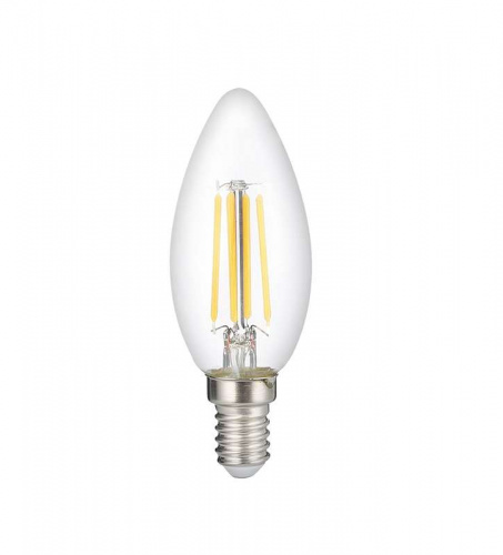 Изображение Лампа сетодиодная декоративная LED 8w E14 3000K свеча прозрачная филамент 230/50 Jazzway 5020696 