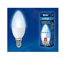 Изображение Лампа светодиодная LED-C37-6W/NW/E14/FR/MB PLM11WH форма "свеча" мат. Multibright бел. 4000К 100-50-10 упак. картон Uniel UL-00002374 