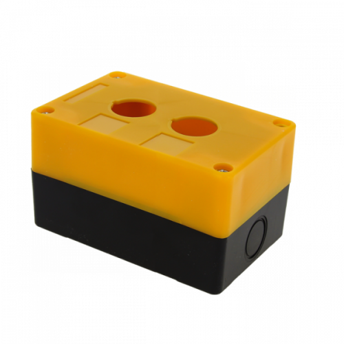 Корпус КП102 пластиковый 2 кнопки желтый Изображение Корпус КП102 пластиковый 2 кнопки желтый