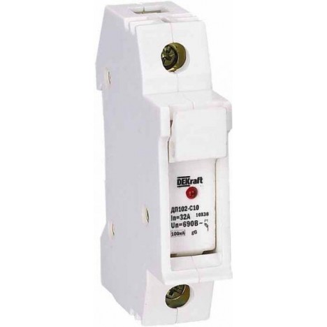 Держатель-предохранитель 10х38 со светодиодной индикацией 1п ДП-102 21386DEK Изображение Держатель-предохранитель 10х38 со светодиодной индикацией 1п ДП-102 21386DEK