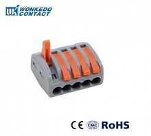 Клемма монтажная СМК 5 отверстий 2,5мм2 (100 шт.) 222-415 рычажковая 450V/32A WONKE ELECTRIC  Изображение Клемма монтажная СМК 5 отверстий 2,5мм2 (100 шт.) 222-415 рычажковая 450V/32A WONKE ELECTRIC