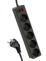 Удлинитель с сетевым фильтром 5х3м с заземл. 10А IP20 2.2кВт ПВС 3х0.75 с выкл. с индикатором сети черн. КОСМОС FKsm3m-5g(B)  Изображение Удлинитель с сетевым фильтром 5х3м с заземл. 10А IP20 2.2кВт ПВС 3х0.75 с выкл. с индикатором сети черн. КОСМОС FKsm3m-5g(B)