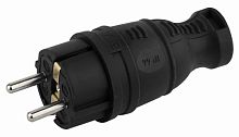 Вилка каучуковая с заземл. прям. 16А IP44 черн. Эра Б0044540  Изображение Вилка каучуковая с заземл. прям. 16А IP44 черн. Эра Б0044540