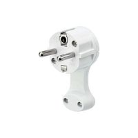 Вилка Евро угловая 16А с заземл. плоская за шкаф бел. Rexant 16-0734  Изображение Вилка Евро угловая 16А с заземл. плоская за шкаф бел. Rexant 16-0734