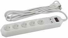Удлинитель с сетевым фильтром 5х1.5м с заземл. с выкл. USF-5es-1.5m-USB-W ПВС 3х0.75 5гн+2USB бел. ЭРА Б0019037  Изображение Удлинитель с сетевым фильтром 5х1.5м с заземл. с выкл. USF-5es-1.5m-USB-W ПВС 3х0.75 5гн+2USB бел. ЭРА Б0019037