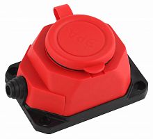 Колодка каучуковая 1-м с заземл. 16А IP44 красн. ЭРА Б0044550  Изображение Колодка каучуковая 1-м с заземл. 16А IP44 красн. ЭРА Б0044550