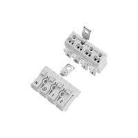 Клемма пружинная соединительная КСП 4-полюсная с заземл. и с монтажными ножками (уп.50шт) Rexant 07-6216-2  Изображение Клемма пружинная соединительная КСП 4-полюсная с заземл. и с монтажными ножками (уп.50шт) Rexant 07-6216-2