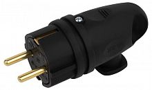 Вилка VX11-B-IP44 16А IP44 с кольцом угловая с заземл. каучук черн. ЭРА Б0055416  Изображение Вилка VX11-B-IP44 16А IP44 с кольцом угловая с заземл. каучук черн. ЭРА Б0055416