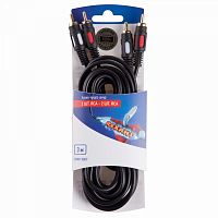 Шнур 2RCA - 2RCA gold 3м блист. Rexant 06-3044  Изображение Шнур 2RCA - 2RCA gold 3м блист. Rexant 06-3044
