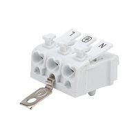 Клемма пружинная соединительная КСП 3-полюсная с заземл. и с монтажными ножками (уп.100шт) Rexant 07-6215-2  Изображение Клемма пружинная соединительная КСП 3-полюсная с заземл. и с монтажными ножками (уп.100шт) Rexant 07-6215-2