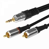 Шнур 3.5 Stereo Plug - 2RCA Plug 1.5м (GOLD) металл Rexant 17-4222  Изображение Шнур 3.5 Stereo Plug - 2RCA Plug 1.5м (GOLD) металл Rexant 17-4222
