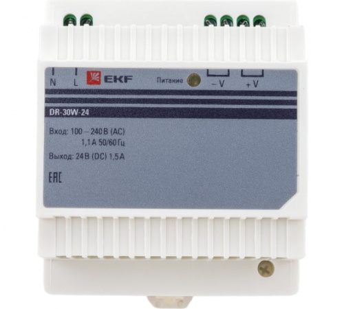 Блок питания 24В DR-30W-24 EKF PROxima Изображение Блок питания 24В DR-30W-24 EKF PROxima