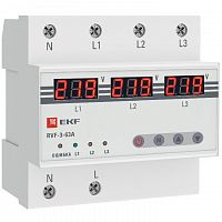 Реле выбора фаз с дисплеем RVF-3-63А EKF PROxima RVF-3-63a  Изображение Реле выбора фаз с дисплеем RVF-3-63А EKF PROxima RVF-3-63a
