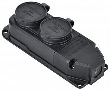 Колодка удлинителя 2-м 16А IP44 с защ. крышкой каучук черн. GENERICA ERK20-016-02-44-K02-G  Изображение Колодка удлинителя 2-м 16А IP44 с защ. крышкой каучук черн. GENERICA ERK20-016-02-44-K02-G