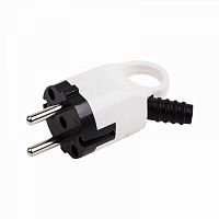 Вилка 16А угловая с ушком (кольцом) с заземл. бел. PROCONNECT 11-1052-1  Изображение Вилка 16А угловая с ушком (кольцом) с заземл. бел. PROCONNECT 11-1052-1